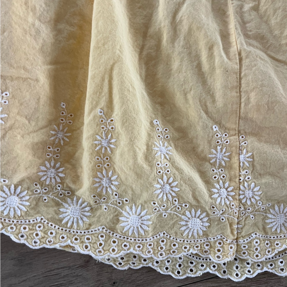 100% Cotton Yellow Floral Pleated Skirt - Picture 5 of 8